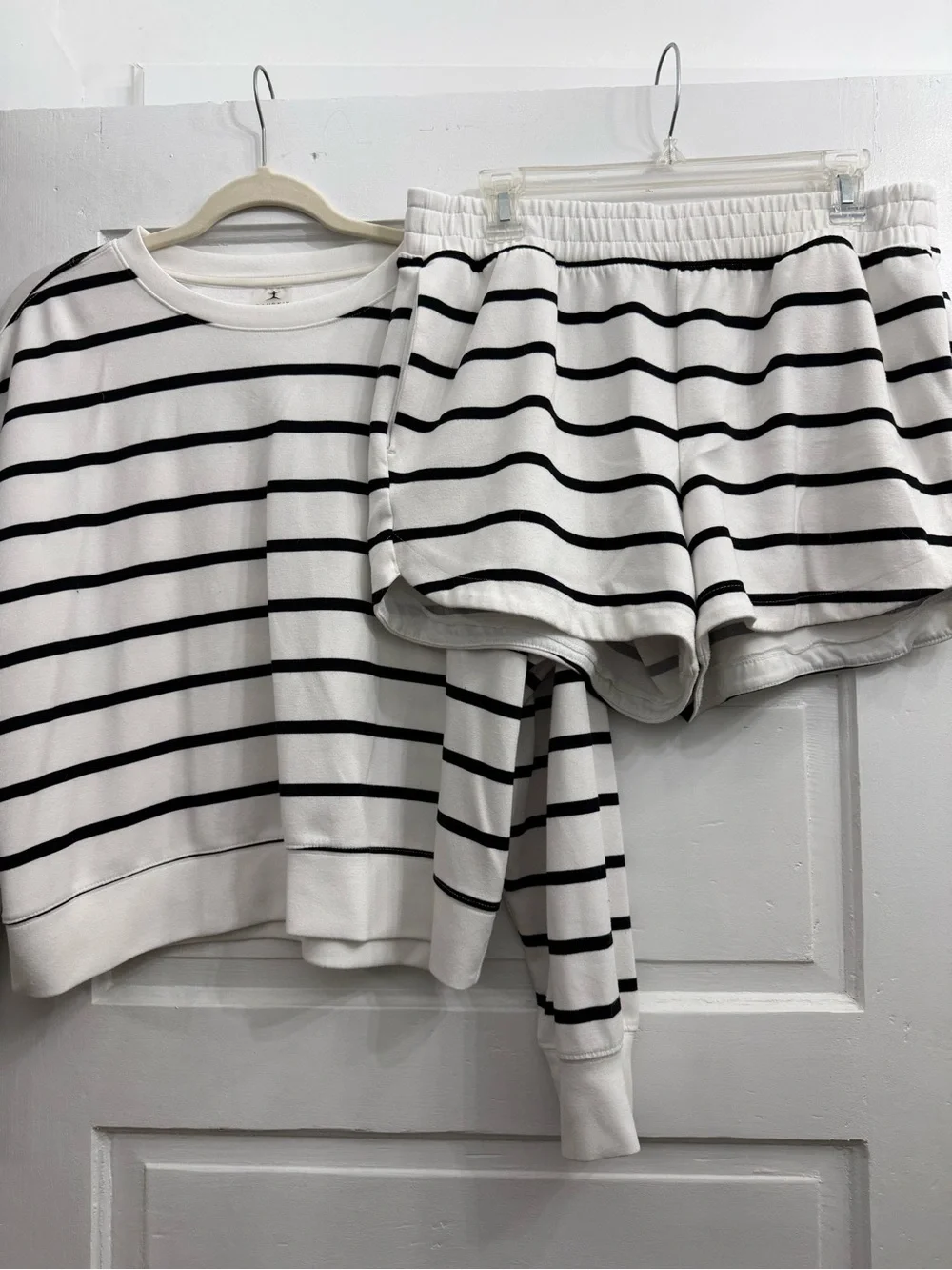 Danskin White and Black Striped Kids Pajama Set